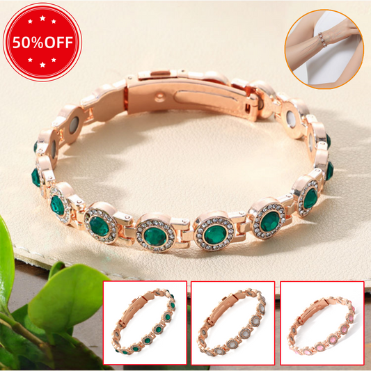 ✨Pulsera magnética de aleación de lujo con estilo, pulsera magnética de circonita de cobre puro