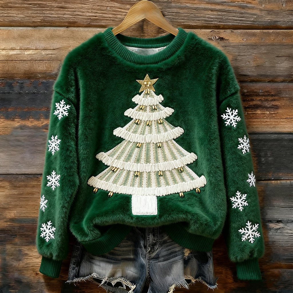 💥🍁【Promociones recientes y populares】🔥【S-5XL】Suéter navideño de franela para mujer decorado con varios patrones hermosos