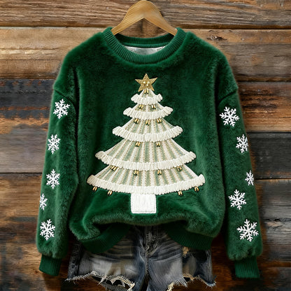 💥🍁【Promociones recientes y populares】🔥【S-5XL】Suéter navideño de franela para mujer decorado con varios patrones hermosos