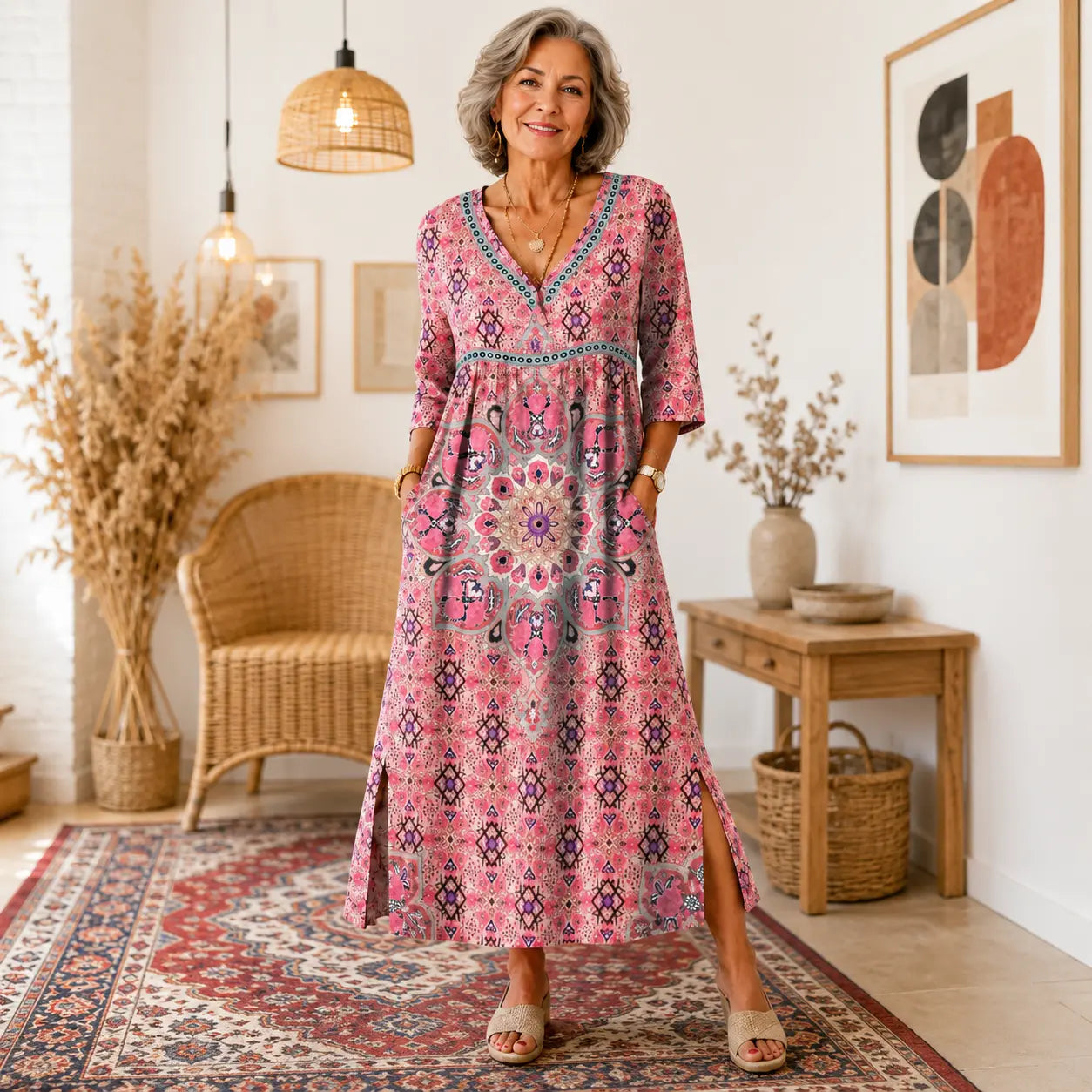 👗【Último día: 50% de descuento】Vestido estampado para mujer, ligero y transpirable.
