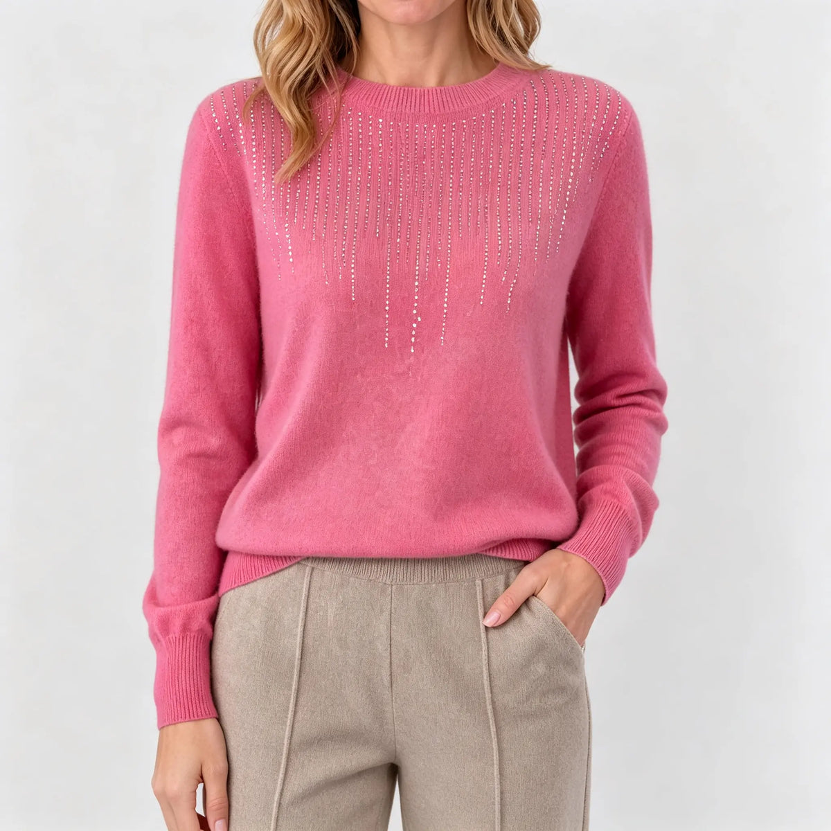 🔥🍁 [Novedad de otoño] [Tallas S-2XL] ✨🌷 Top de punto para mujer, elegante, con estilo y de alta calidad, con cuello redondo.