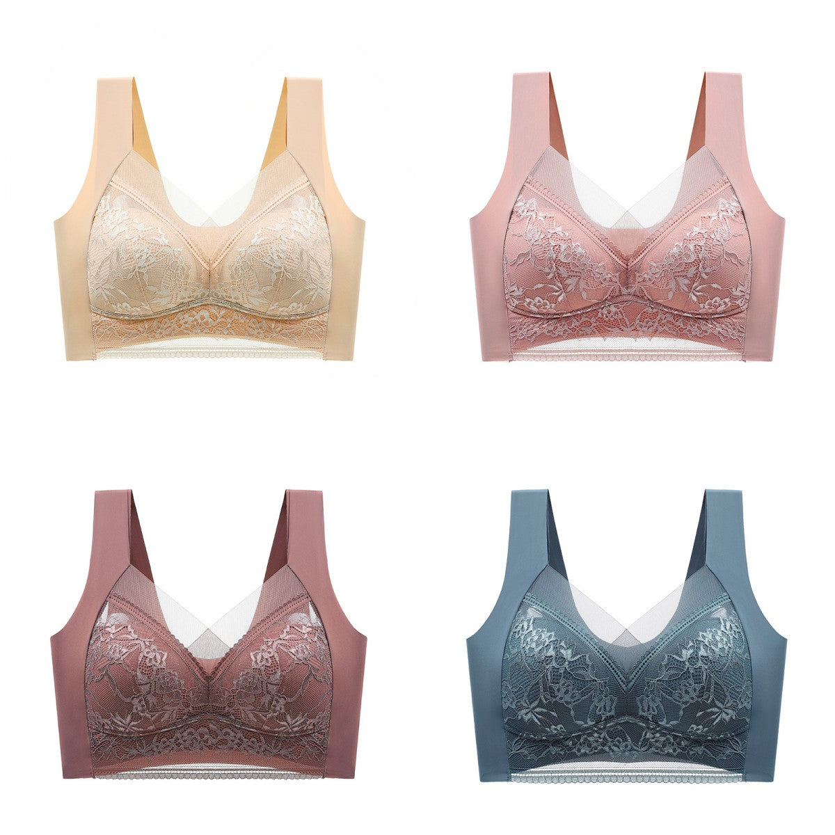 【Compra 2 y llévate 2 gratis】🔥4 por 31 €【40-110 KG】Sujetador de encaje sin costuras y cómodo para mujer
