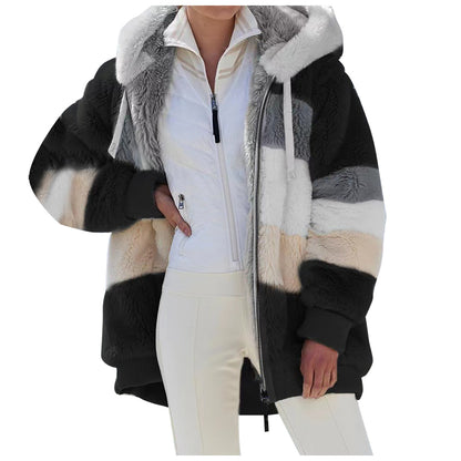 ☃️Oferta limitada, 35% de descuento❄️【S-5XL】Nueva chaqueta de invierno para mujer 2026, gruesa con franjas de felpa