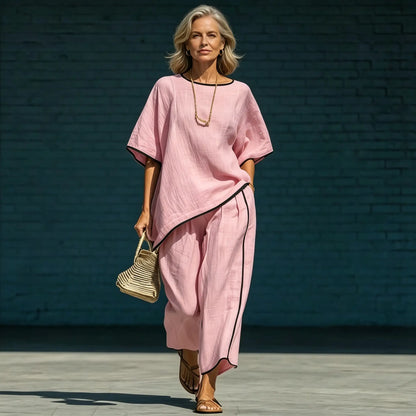 🔥Conjunto informal de verano de 2 piezas: material ultratranspirable, corte holgado que absorbe el sudor, tallas S-5XL.