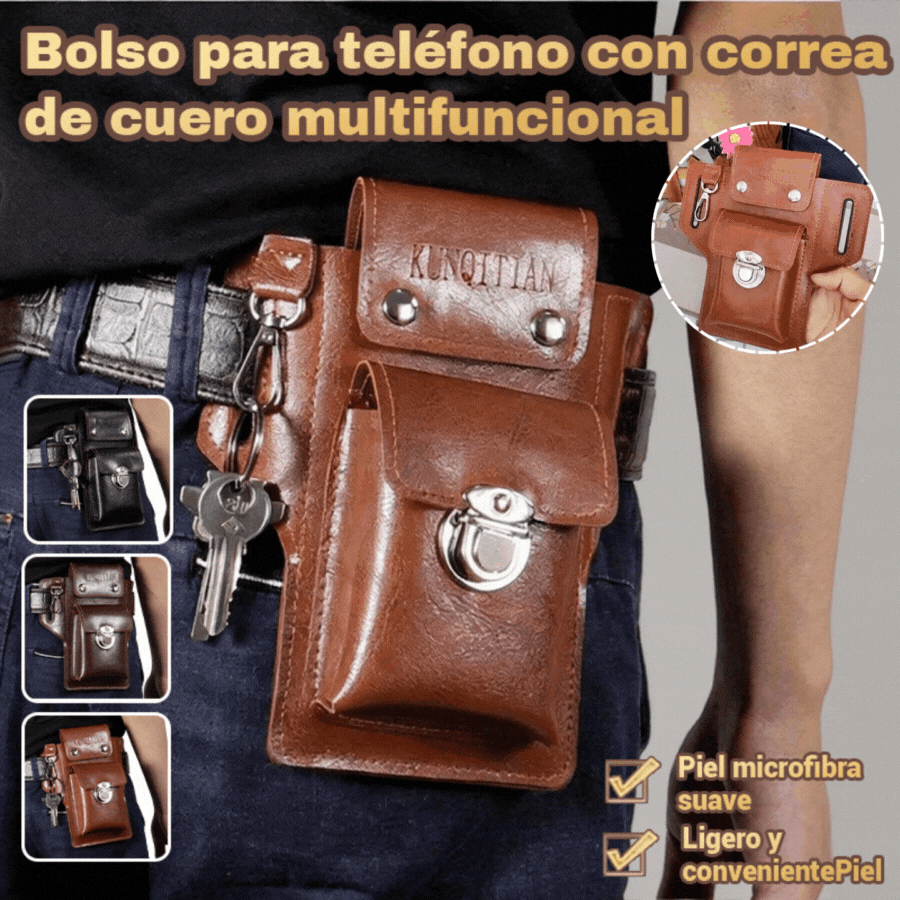 🔥【50% de descuento por tiempo limitado】Riñonera de cuero multifuncional para hombre