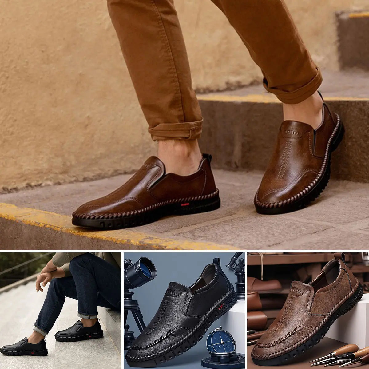 👍【Piel de vacuno auténtica de primera calidad】Zapatos casuales de moda para hombre