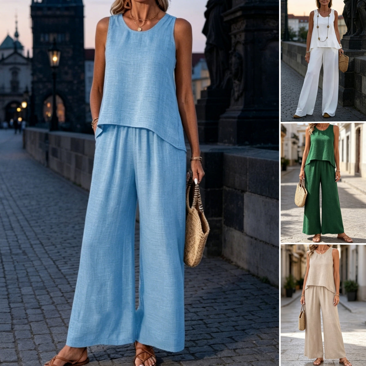 ✨ ¡Último día: 50 % de descuento! ✨【S-2XL】Conjunto casual de verano para mujer, cómodo y transpirable. Corte holgado y elegante.