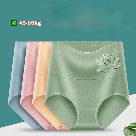 💖Último día, 50% de descuento - ✅【Paquete de 6】Ropa interior antibacteriana de algodón puro con cintura alta para control de abdomen y levantamiento de cadera✨️ (45-95 kg)