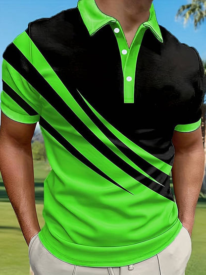 👔🔥 Pago contra entrega✅️【S-6XL】 Nueva camiseta polo de hombre de verano con estampado a rayas en 3D【40-130 kg】