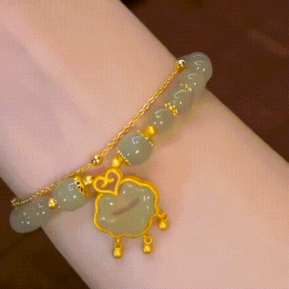 ✨【Oferta por tiempo limitado】Nueva pulsera de jade hetiano en oro de 14 quilates