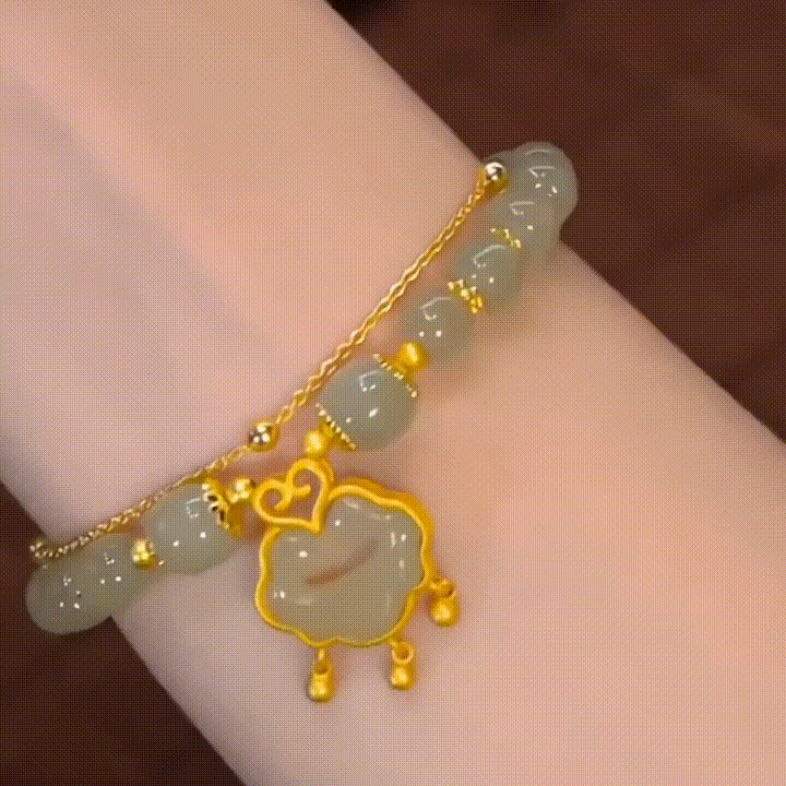 ✨【Oferta por tiempo limitado】Nueva pulsera de jade hetiano en oro de 14 quilates
