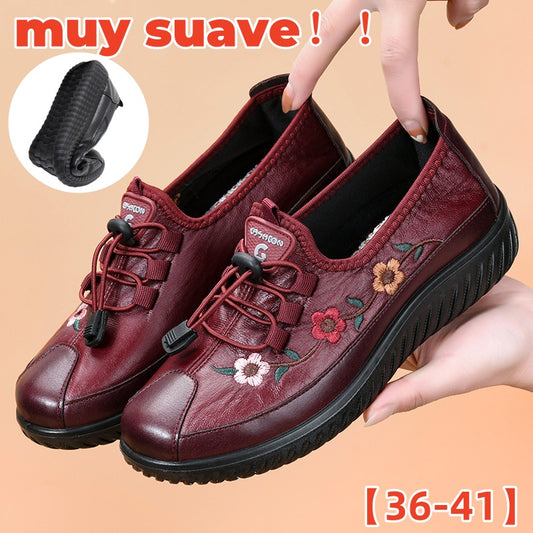 ⭐️【36-41】🔥Zapatos de madre cómodos de suela blanda con superficie de cuero, suelas suaves cómodas y antideslizantes.