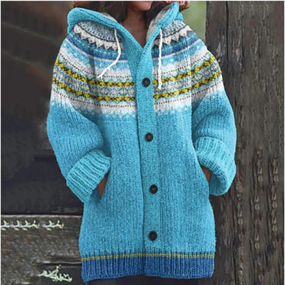 🔥🔥【S–5XL】✨ Nueva chaqueta de punto con capucha y diseño colorido para otoño/invierno