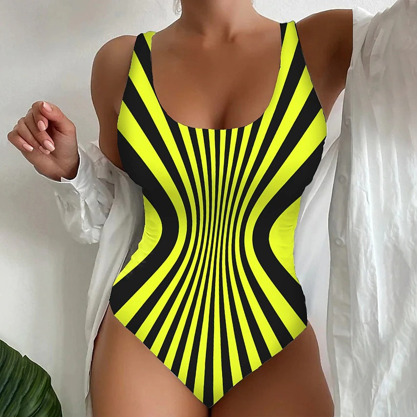 😍【S~6XL】 Szexi csíkos egyrészes fürdőruha