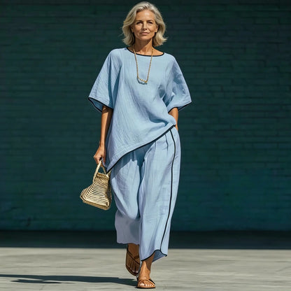🔥Conjunto informal de verano de 2 piezas: material ultratranspirable, corte holgado que absorbe el sudor, tallas S-5XL.