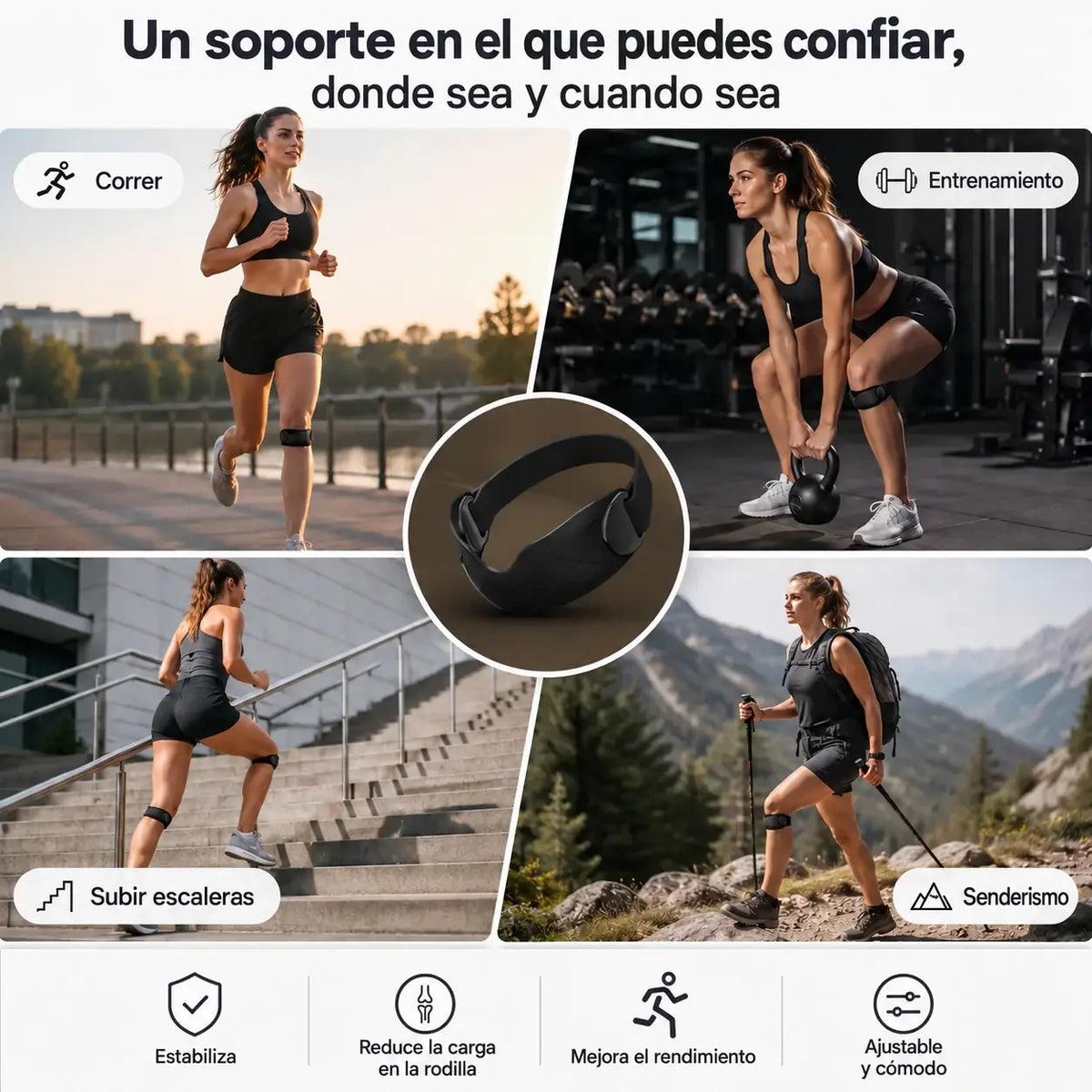 【Pack de 4 por 25 €】🏃‍♀️ Rodillera deportiva con soporte cómodo y seguro