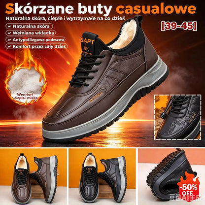 ⛄🥾【39-45】Męskie zimowe buty sportowe do rekreacji, ze skóry naturalnej, wodoodporne, z miękką podeszwą i aksamitem