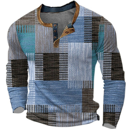 🎁😍[Oferta por tiempo limitado] 👔[S-4XL] Camiseta estampada de manga larga para hombre