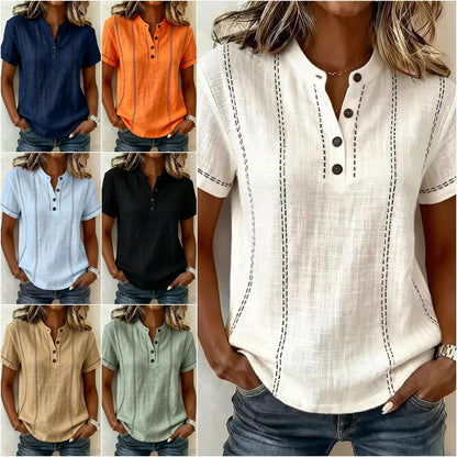 ⏳ ¡Oferta por tiempo limitado! ⏰【S-3XL】Nueva camisa casual de manga corta para mujer, de algodón y lino