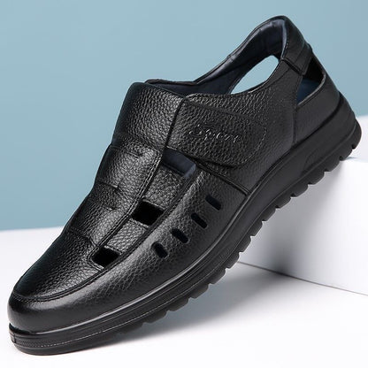🔥【Εκπτώσεις τέλους σεζόν】【38-44】👞 Ανδρικά αναπνεύσιμα casual σανδάλια από γνήσιο δέρμα με σχέδιο κοψίματος και αντιολισθητικές σόλες – Συλλογή Καλοκαίρι 2026