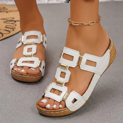 👡【Cómodas, camina sin cansarte】Sandalias retro de plataforma con tacón de cuña (ortopédicas)