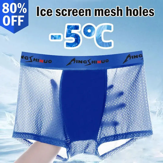 【6 piezas】 Calzoncillos bóxer de seda de hielo para hombre con malla transpirable
