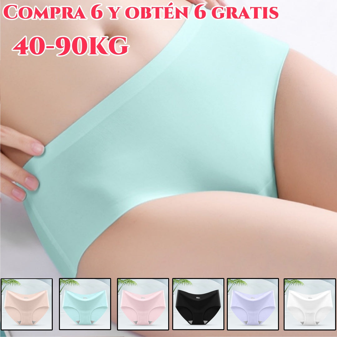 💯【6 piezas】🩲💭Ropa interior de seda helada sin costuras para mujer