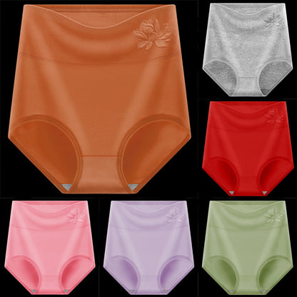 💖Último día, 50% de descuento - ✅【Paquete de 6】Ropa interior antibacteriana de algodón puro con cintura alta para control de abdomen y levantamiento de cadera✨️ (45-95 kg)