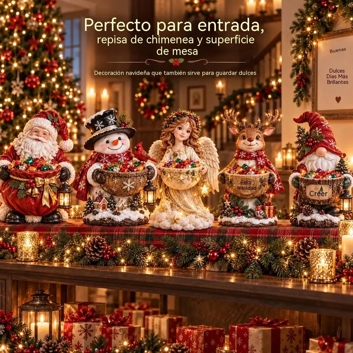 🎄 ¡Ofertas navideñas! ✨ Serie de luces navideñas y cuencos para dulces: 5 diseños con temática navideña.