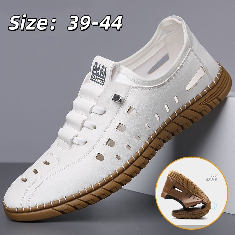 🔥【39-44】Zapatos casuales de hombre de piel auténtica, con diseño calado y suela blanda.