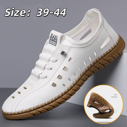 🔥【39-44】Zapatos casuales de hombre de piel auténtica, con diseño calado y suela blanda.