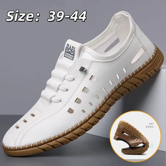 🔥【39-44】Zapatos casuales de hombre de piel auténtica, con diseño calado y suela blanda.