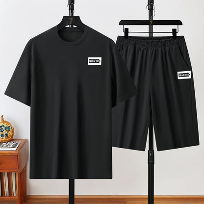 【Pago contra entrega】Conjunto deportivo de verano de 2 piezas para hombre: cómoda camiseta de manga corta y pantalones cortos para el día a día y el hogar.