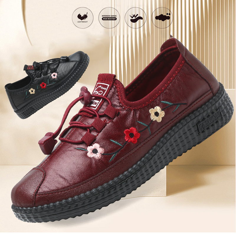 ⭐️【36-41】🔥Zapatos de madre cómodos de suela blanda con superficie de cuero, suelas suaves cómodas y antideslizantes.