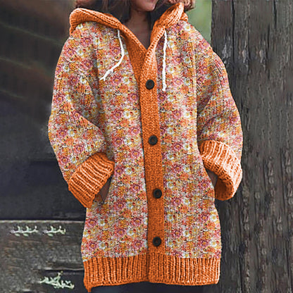✨✨ Último día: a mitad de precio 【S–6XL】✨ Elegante abrigo de invierno estampado con capucha para mujer