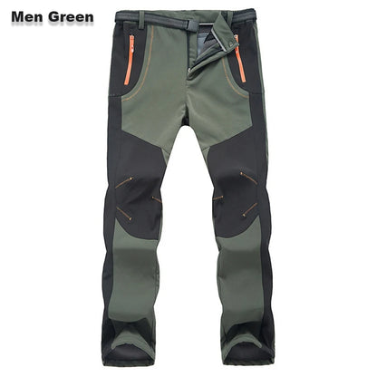 【S-5XL】Pantalones de senderismo para hombre, suaves, impermeables, a prueba de viento, transpirables, cálidos y gruesos, de polar para deportes al aire libre.