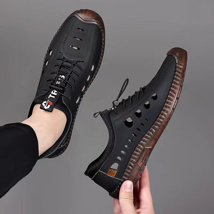 🔥Cantidad limitada🔥 ✨【Tallas 39-44】Zapatos casuales para hombre: cuero genuino, transpirables y antideslizantes, con parte superior perforada.