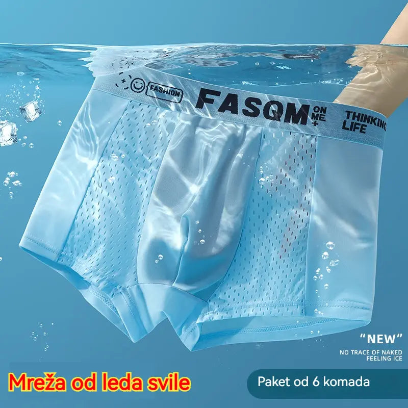 【Compre 3 y obtenga 3 gratis】【L-4XL】Calzoncillos bóxer de malla transpirable de seda helada para hombre