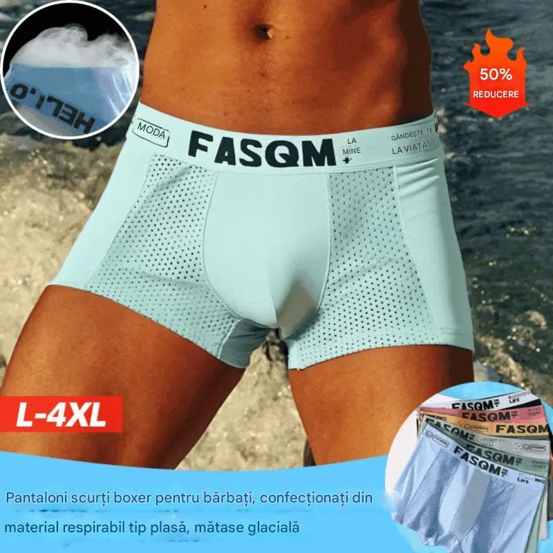 【Compre 3 y obtenga 3 gratis】【L-4XL】Calzoncillos bóxer de malla transpirable de seda helada para hombre