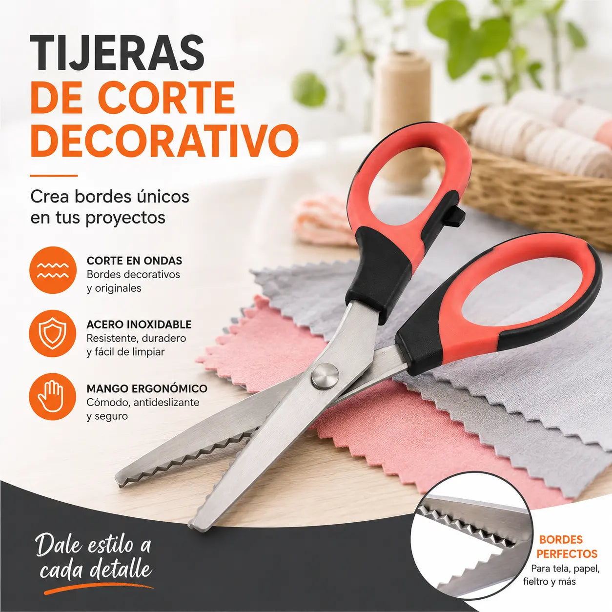 ✂️ Tijeras Dentadas Multiusos de Corte en Zigzag – Para Tela, Papel y Manualidades 🧵