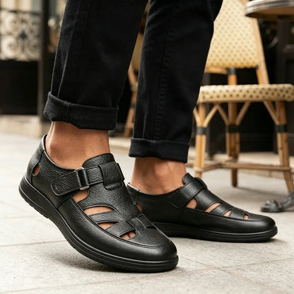 【Oferta especial de último día】👞Sandalias de cuero genuino para hombre, elegantes y cómodas