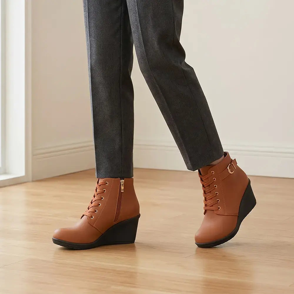 【35-42】👢 Botines de invierno con cuña para mujer: una opción elegante y estable para los días fríos.