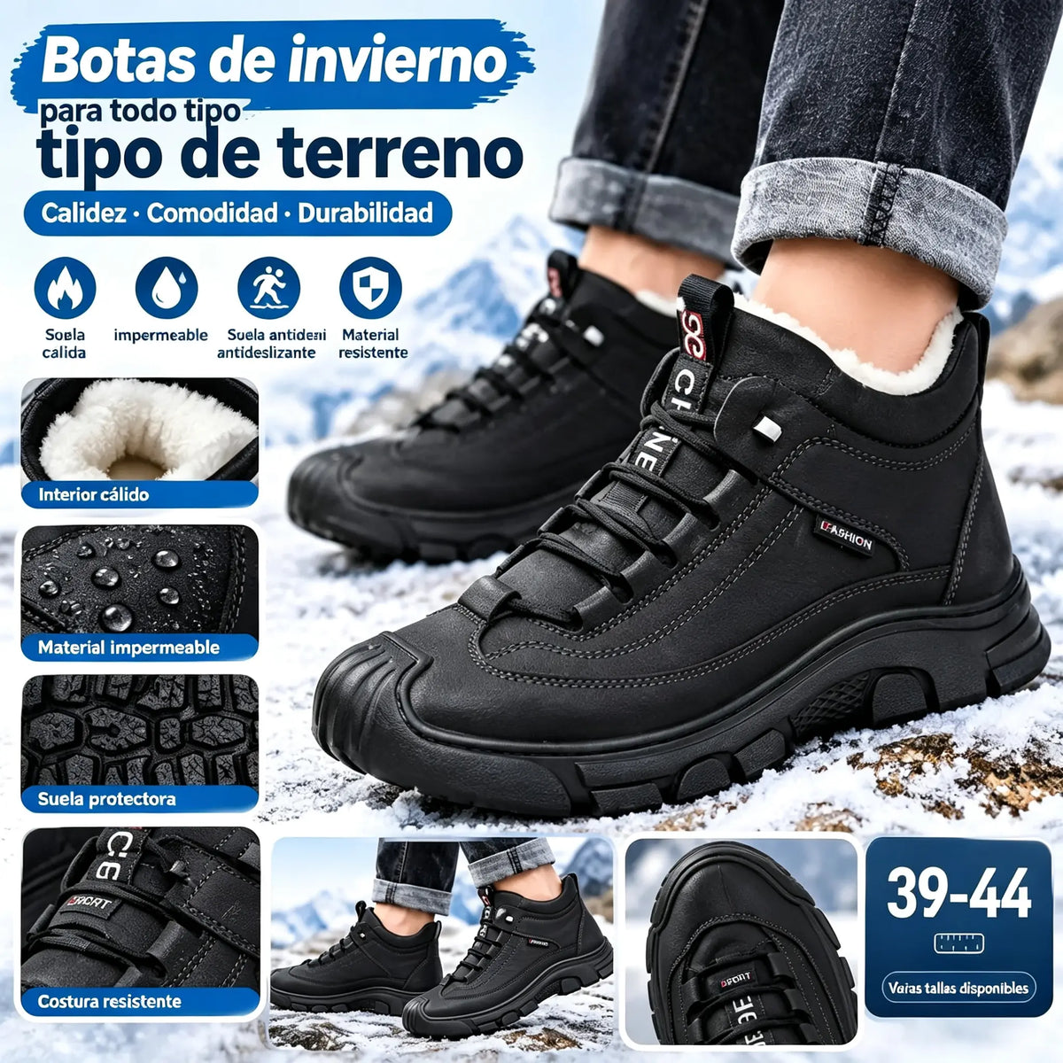 50% de descuento: 【39-44】Zapatillas deportivas casuales de invierno para hombre 2026, con forro de lana, suela resistente y diseño impermeable.