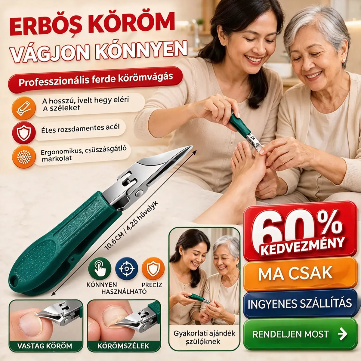 🔥【Újdonság, 50% kedvezmény】 Fröccsenésgátló körömvágó 25°-os szögben döntött éllel (3 darabos készlet)
