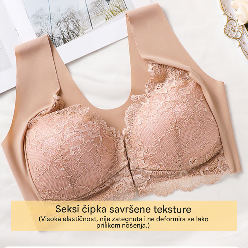 💖Najniža cijena ograničeno vrijeme【Set od 5 dijelova】【40-100KG】😍🩲Grudnjak s efektom podizanja i prekrasnom čipkom na leđima, velika veličina, s podiznim krojem i kopčanjem sprijeda