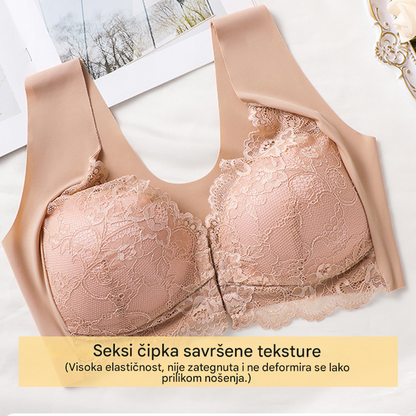 💖Najniža cijena ograničeno vrijeme【Set od 5 dijelova】【40-100KG】😍🩲Grudnjak s efektom podizanja i prekrasnom čipkom na leđima, velika veličina, s podiznim krojem i kopčanjem sprijeda