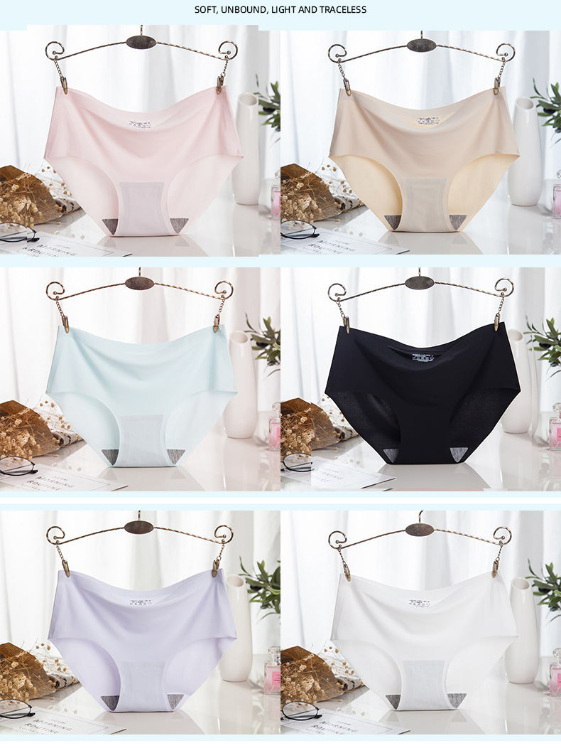 💯【6 piezas】🩲💭Ropa interior de seda helada sin costuras para mujer