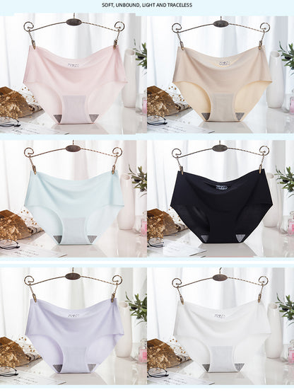 💯【6 piezas】🩲💭Ropa interior de seda helada sin costuras para mujer