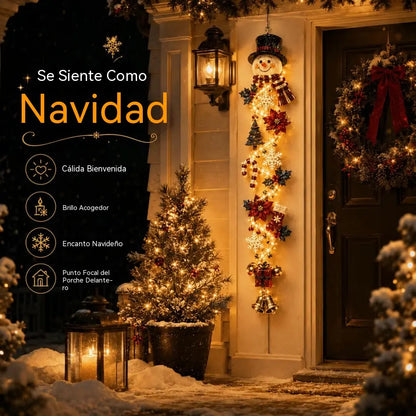 🎄 Decoración navideña luminosa para puertas MerryCascade | 6 diseños festivos, luz cálida, detalles en 3D y diseño vertical que ahorra espacio ✨