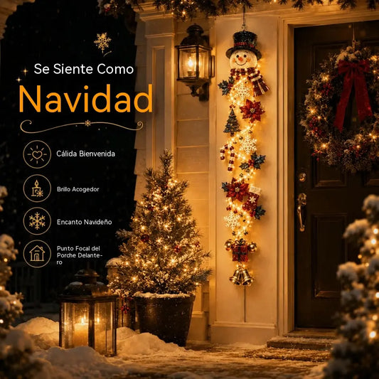 🎄 Decoración navideña luminosa para puertas MerryCascade | 6 diseños festivos, luz cálida, detalles en 3D y diseño vertical que ahorra espacio ✨